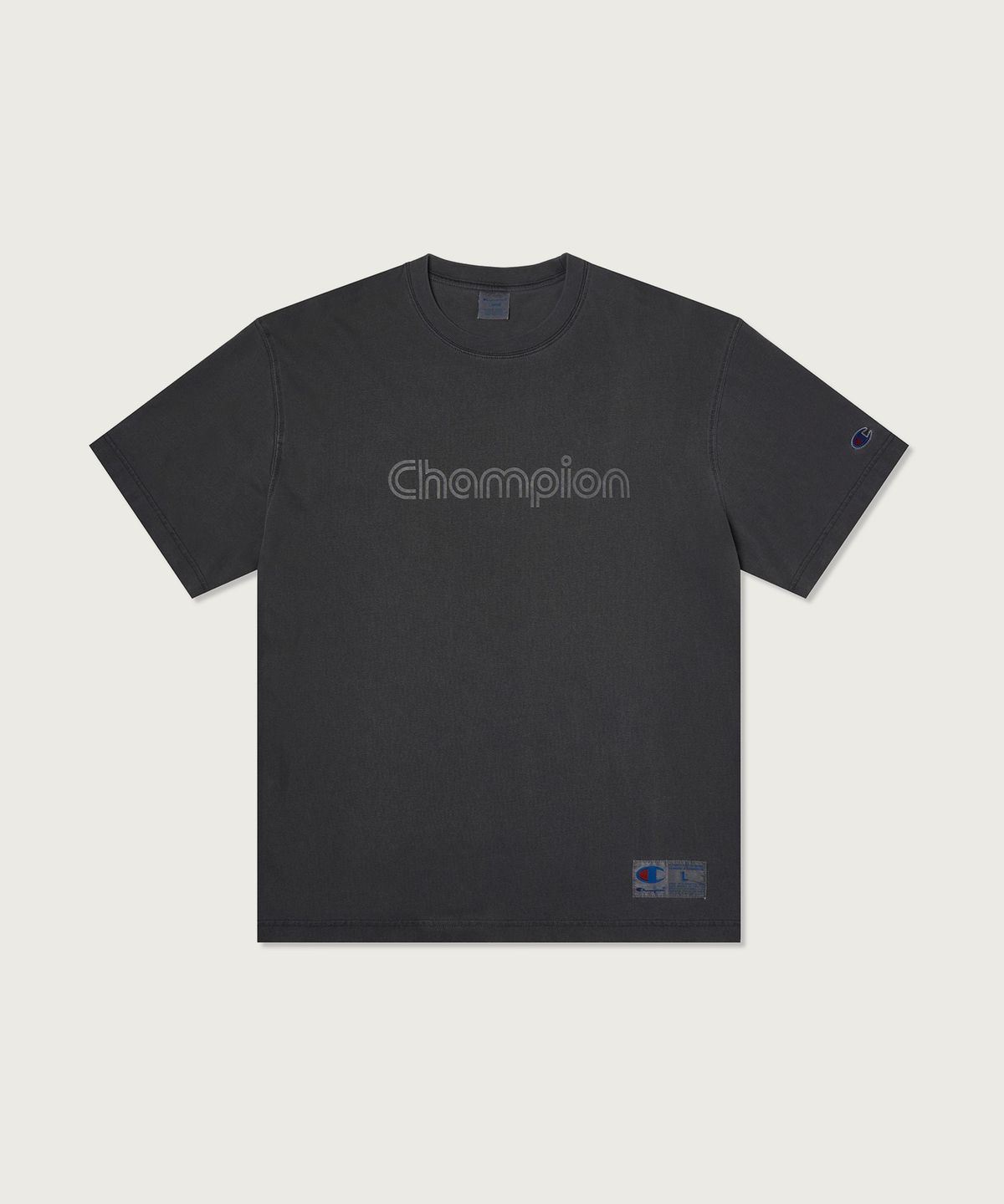 챔피온(CHAMPION) 트랙 로고 가먼트다잉 티셔츠 3color