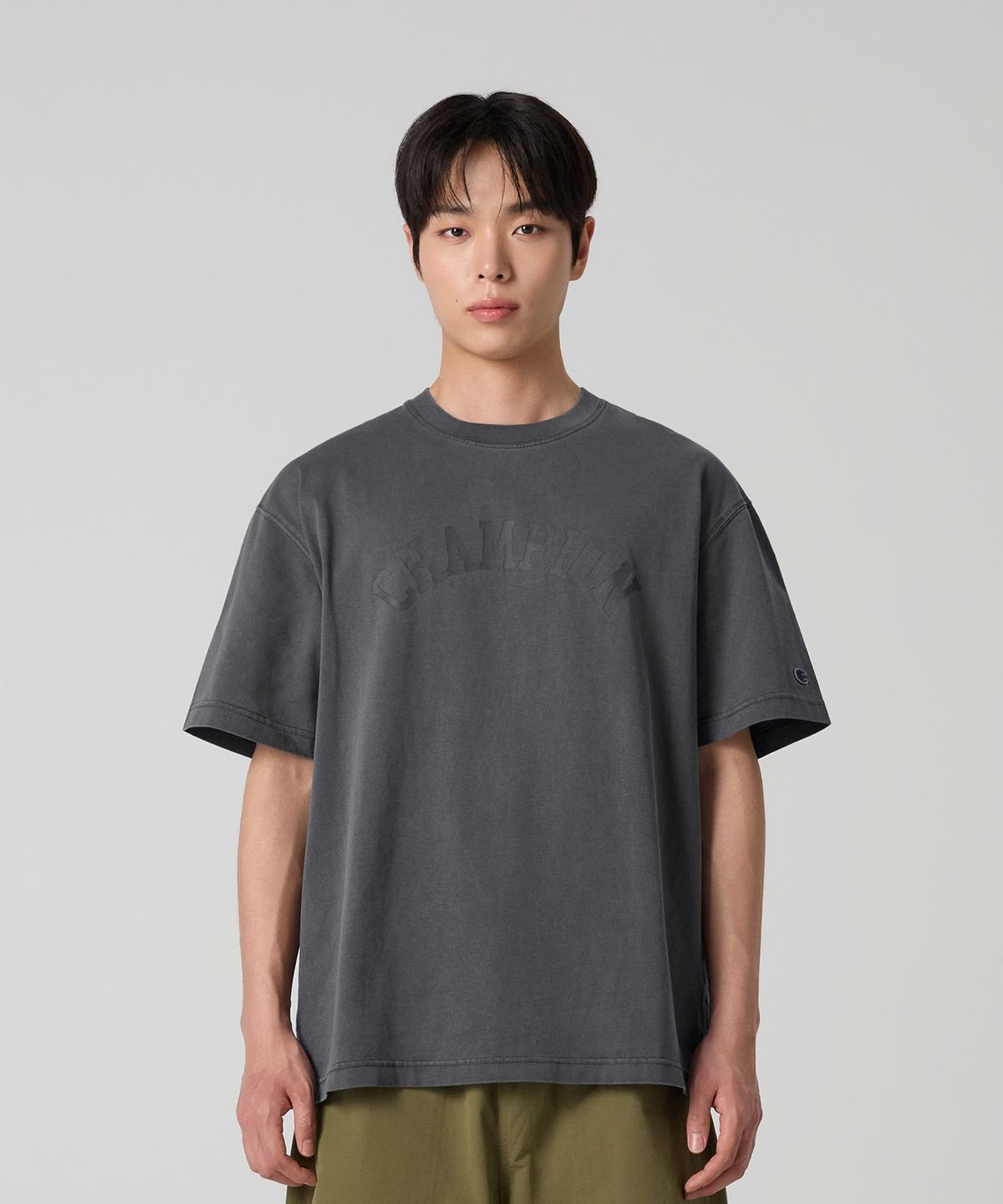 챔피온(CHAMPION) 아치 로고 가먼트다잉 티셔츠 3color