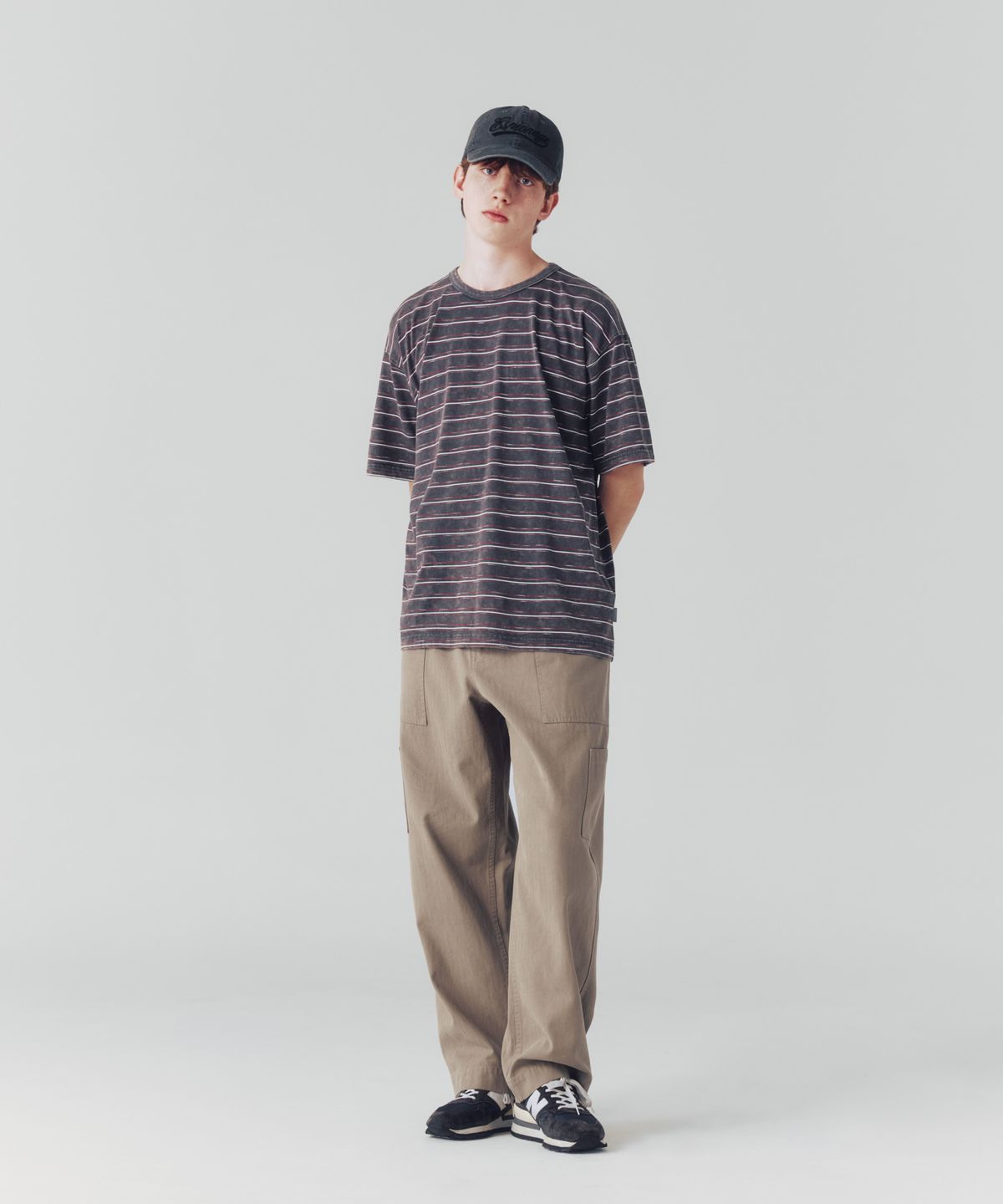 에스피오나지(ESPIONAGE) Vintage Washed Border Tee Charcoal