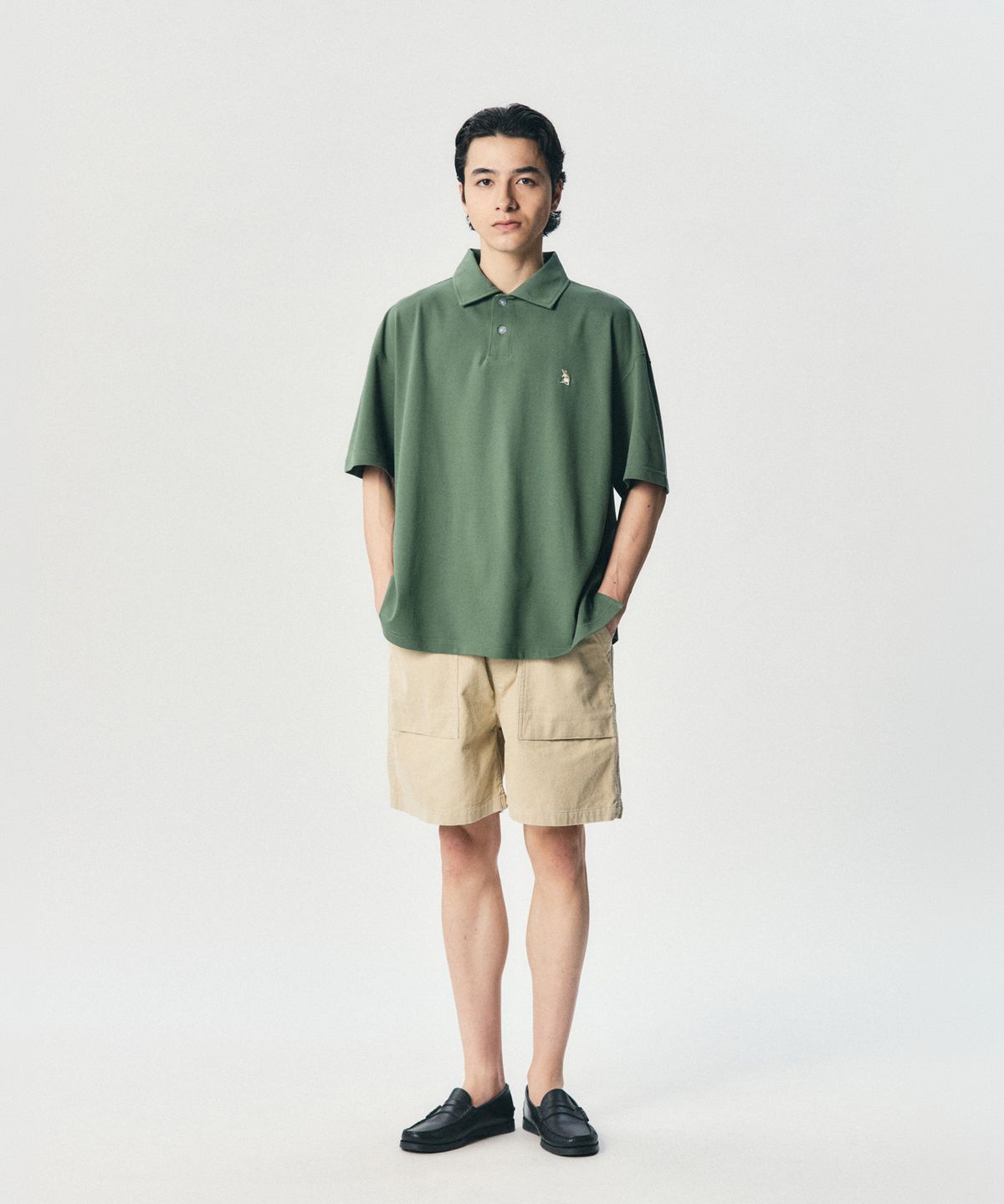 에스피오나지(ESPIONAGE) Over Pique Polo Shirt Grass