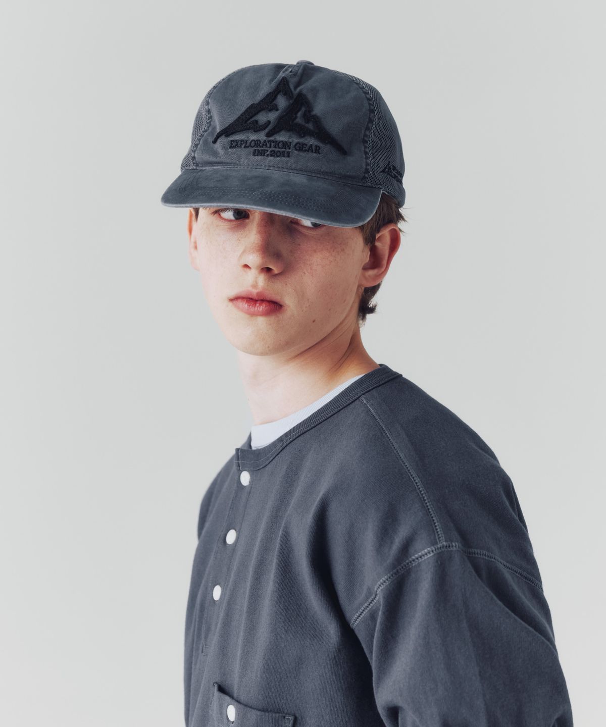 에스피오나지(ESPIONAGE) Expl. Vintage Mesh Cap Steel Grey