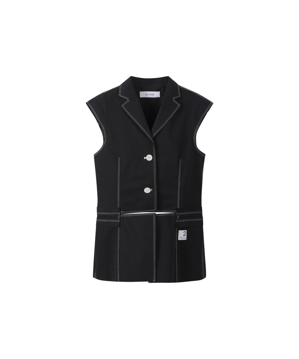 래코드(RECODE) Raw Cut Sleeveless Vest RQVAM24570BKX