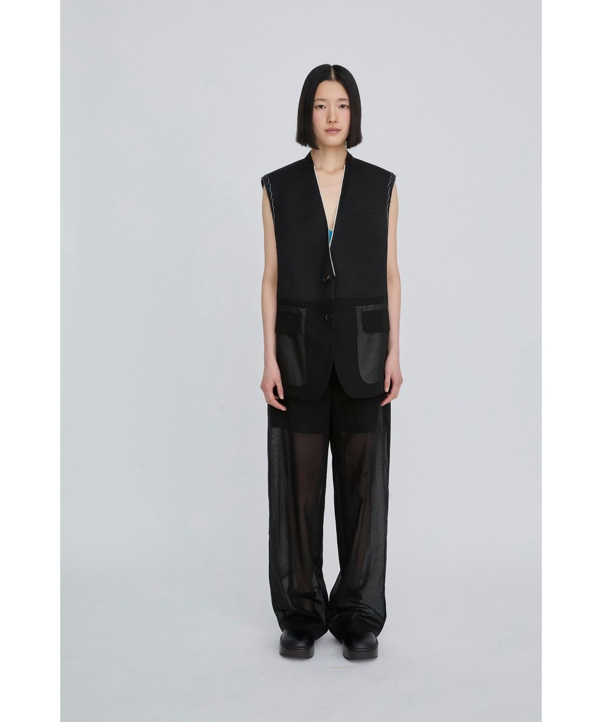 래코드(RECODE) Layered Sheer Pants RQPAM26530BKX