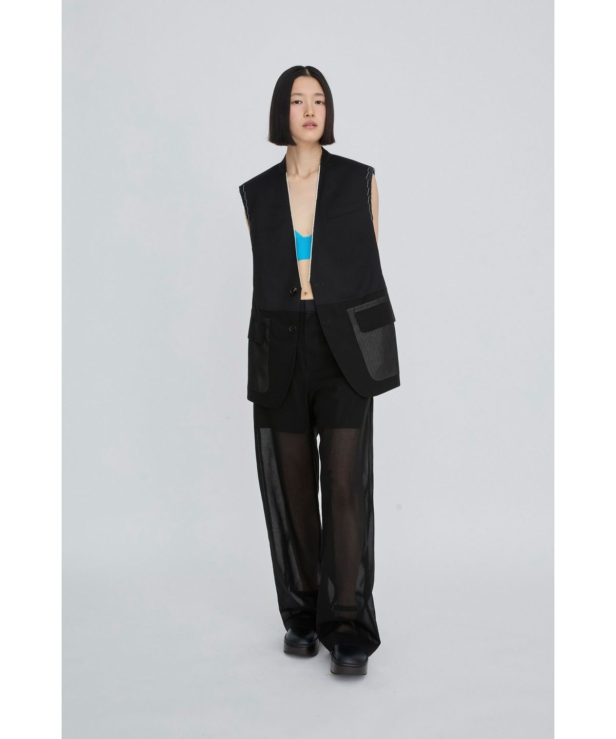 래코드(RECODE) Layered Sheer Pants RQPAM26530BKX