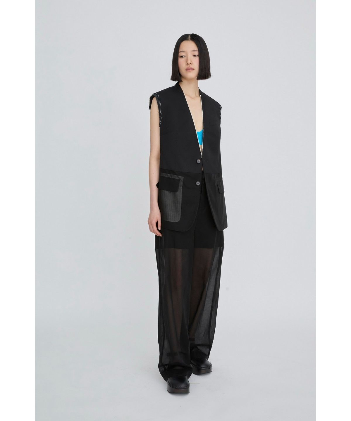 래코드(RECODE) Layered Sheer Pants RQPAM26530BKX