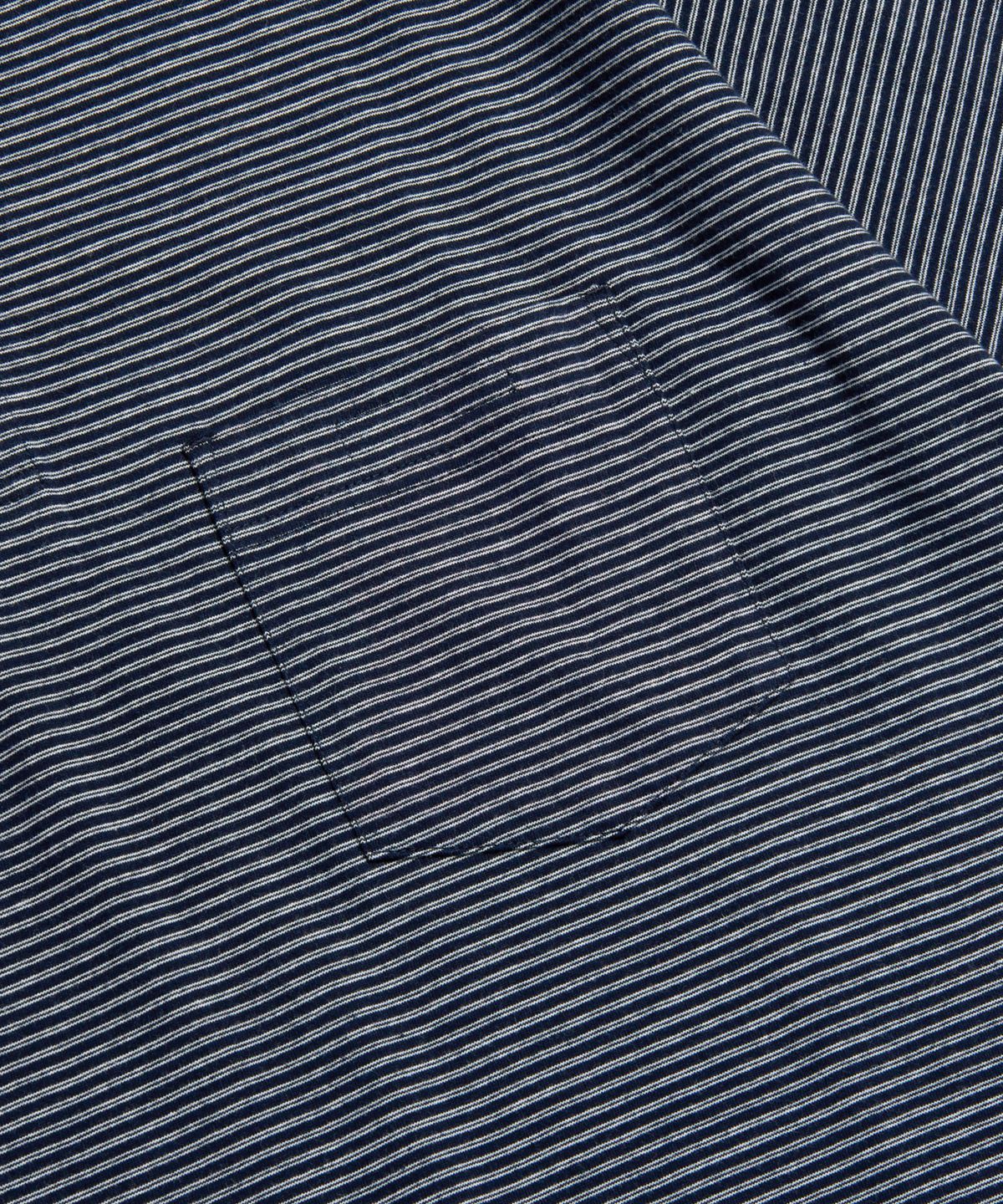 에스피오나지(ESPIONAGE) Micro Stripe Henley Tee Navy