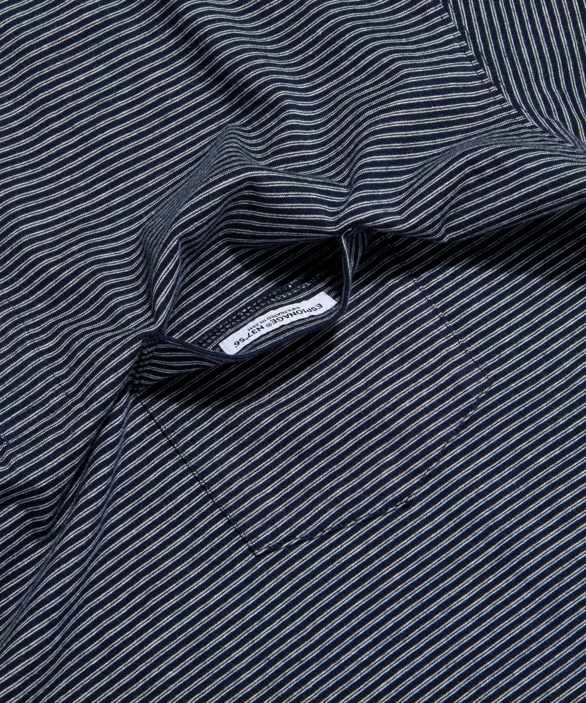 에스피오나지(ESPIONAGE) Micro Stripe Henley Tee Navy