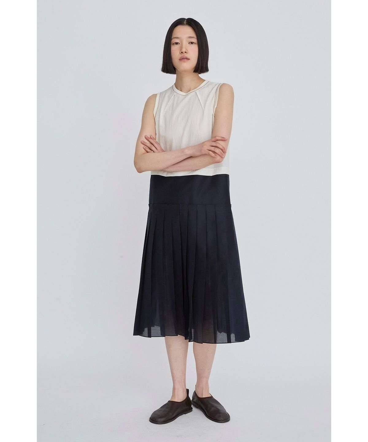 래코드(RECODE) Sleeveless Pleats Dress RQDAM26544WHX