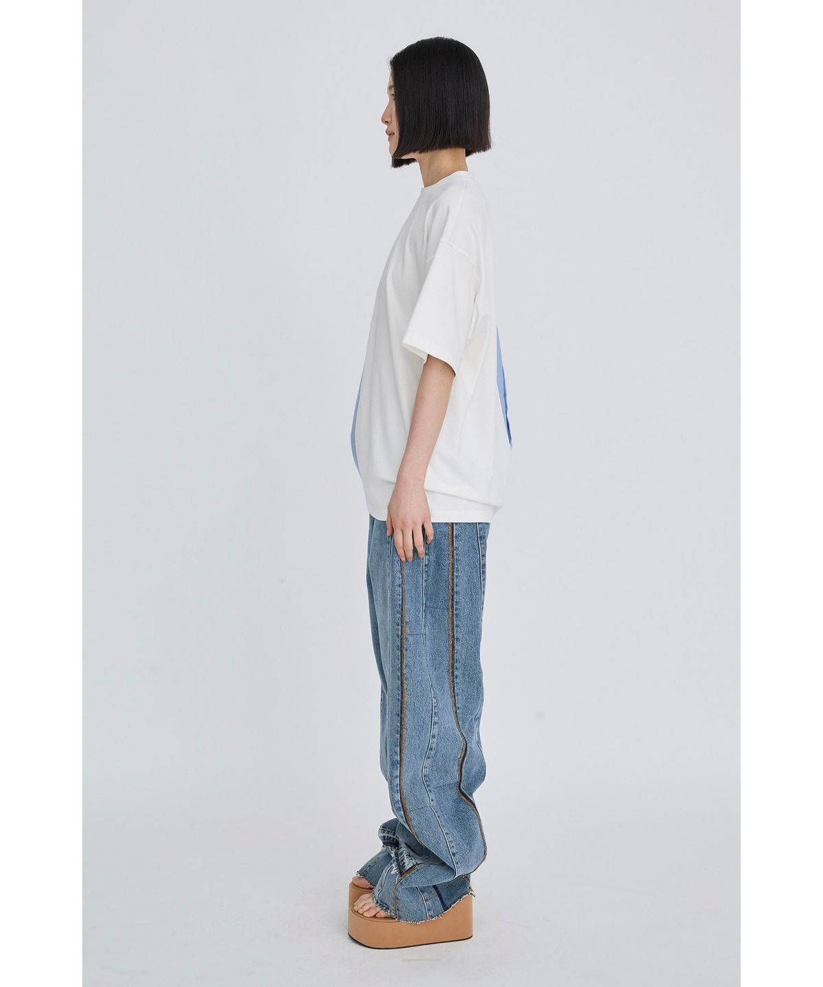 래코드(RECODE) Half Fabric Mixed Top RQTAM26522WHX