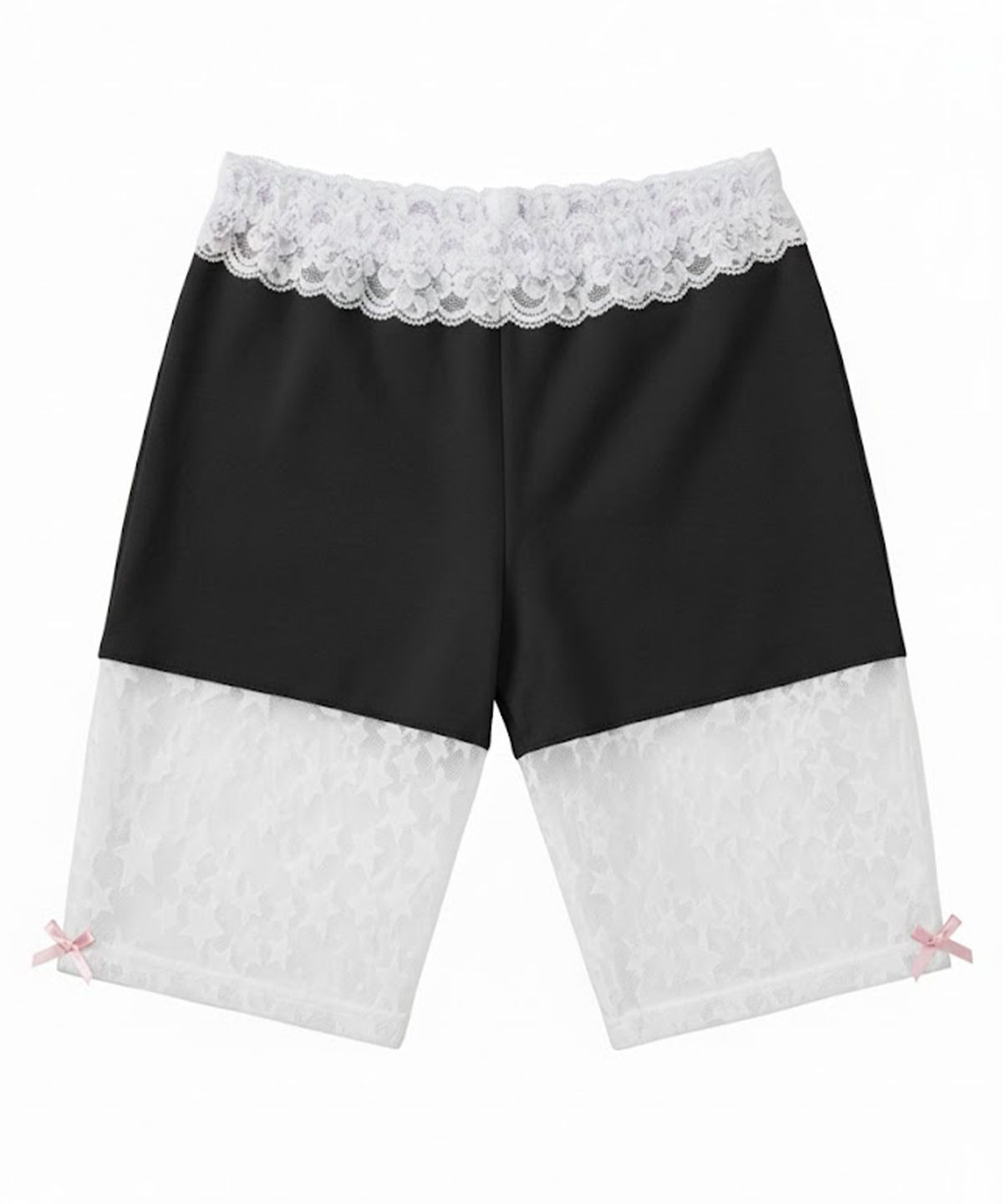 페이키(FAKIII) Star Lace Ribbon Half Pants_BLACK
