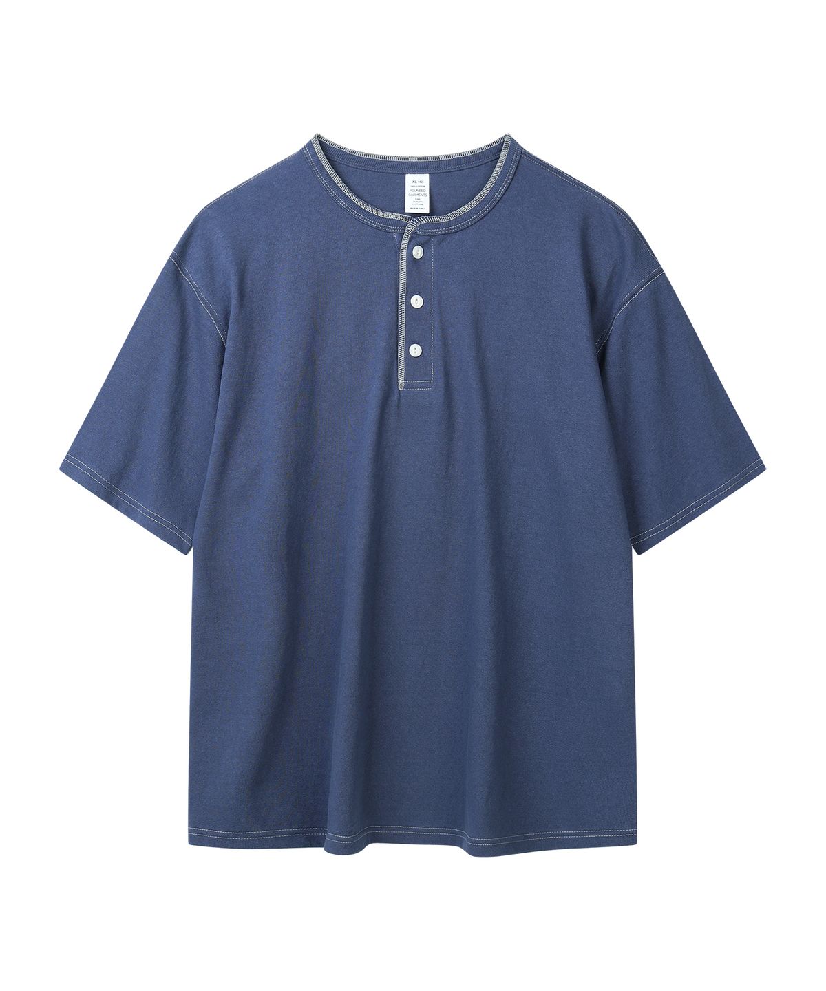 유니드가먼츠(YOUNEEDGARMENTS) 헨리넥 S/S 티셔츠 (네이비/스티치)