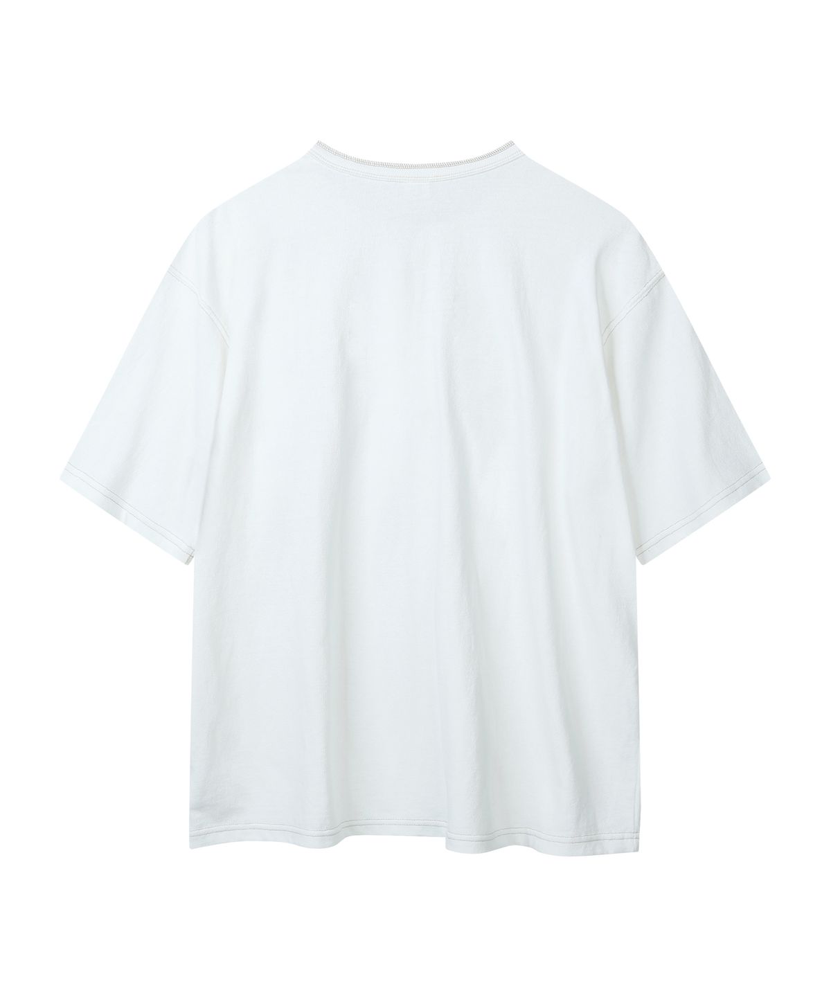유니드가먼츠(YOUNEEDGARMENTS) 헨리넥 S/S 티셔츠 (화이트/스티치)