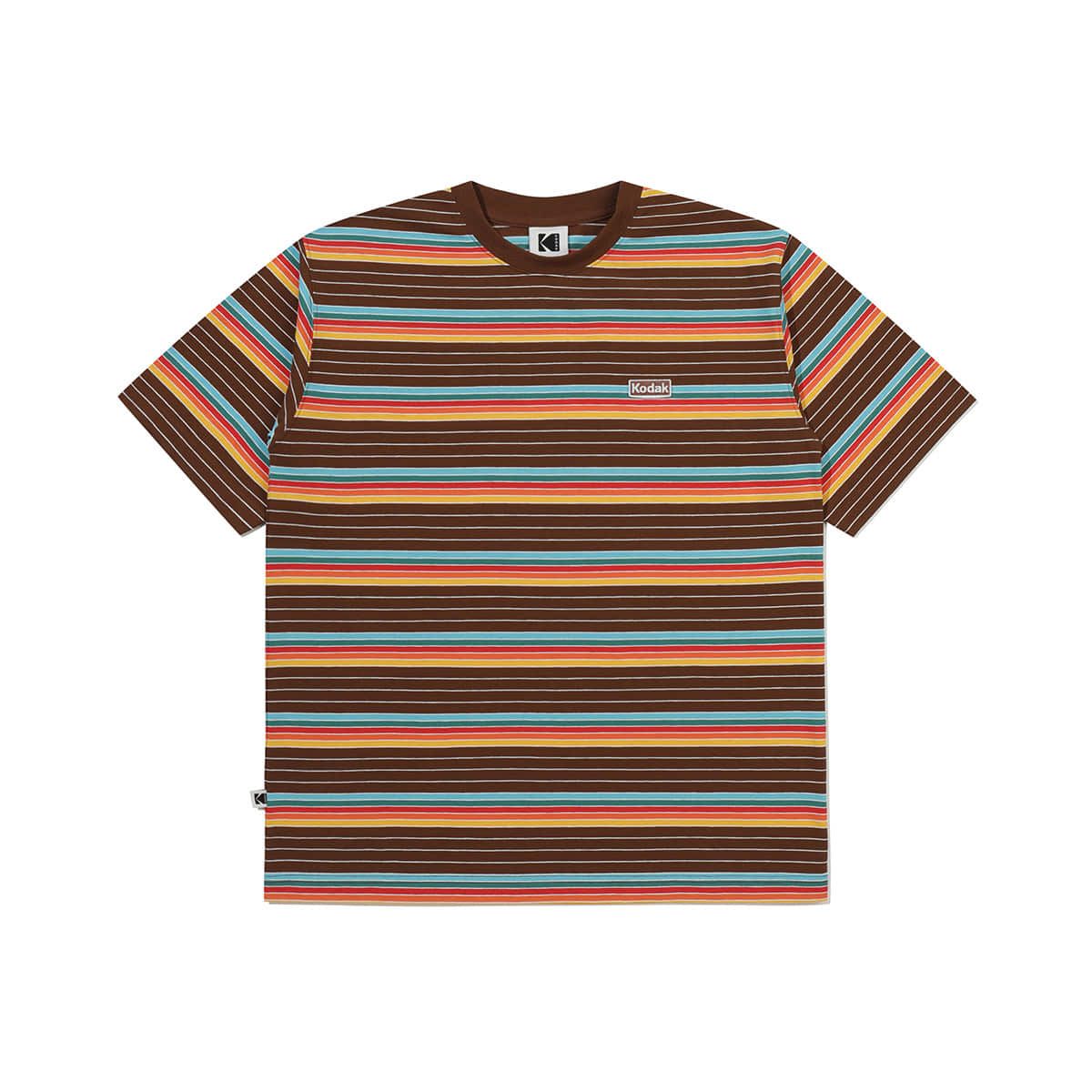 코닥(KODAK) 멀티 스트라이프 반팔 티셔츠 BROWN