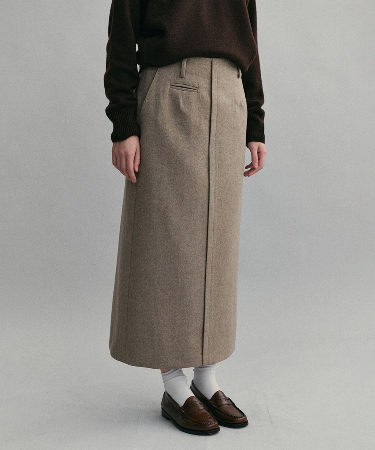 아우브아워(AUBOUR) lip pencil skirt winter ver. (beige)