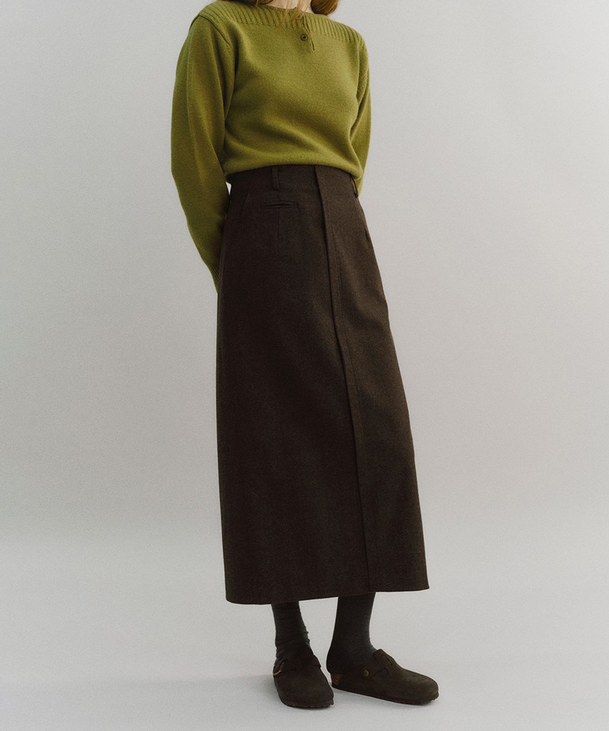 아우브아워(AUBOUR) lip pencil skirt winter ver. (brown)