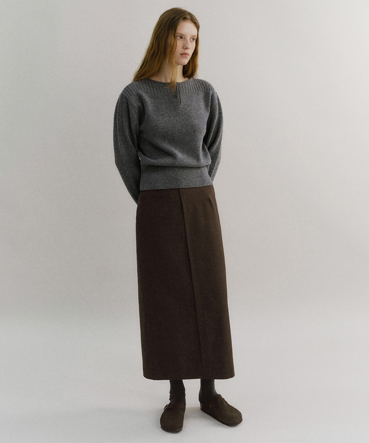 아우브아워(AUBOUR) lip pencil skirt winter ver. (brown)