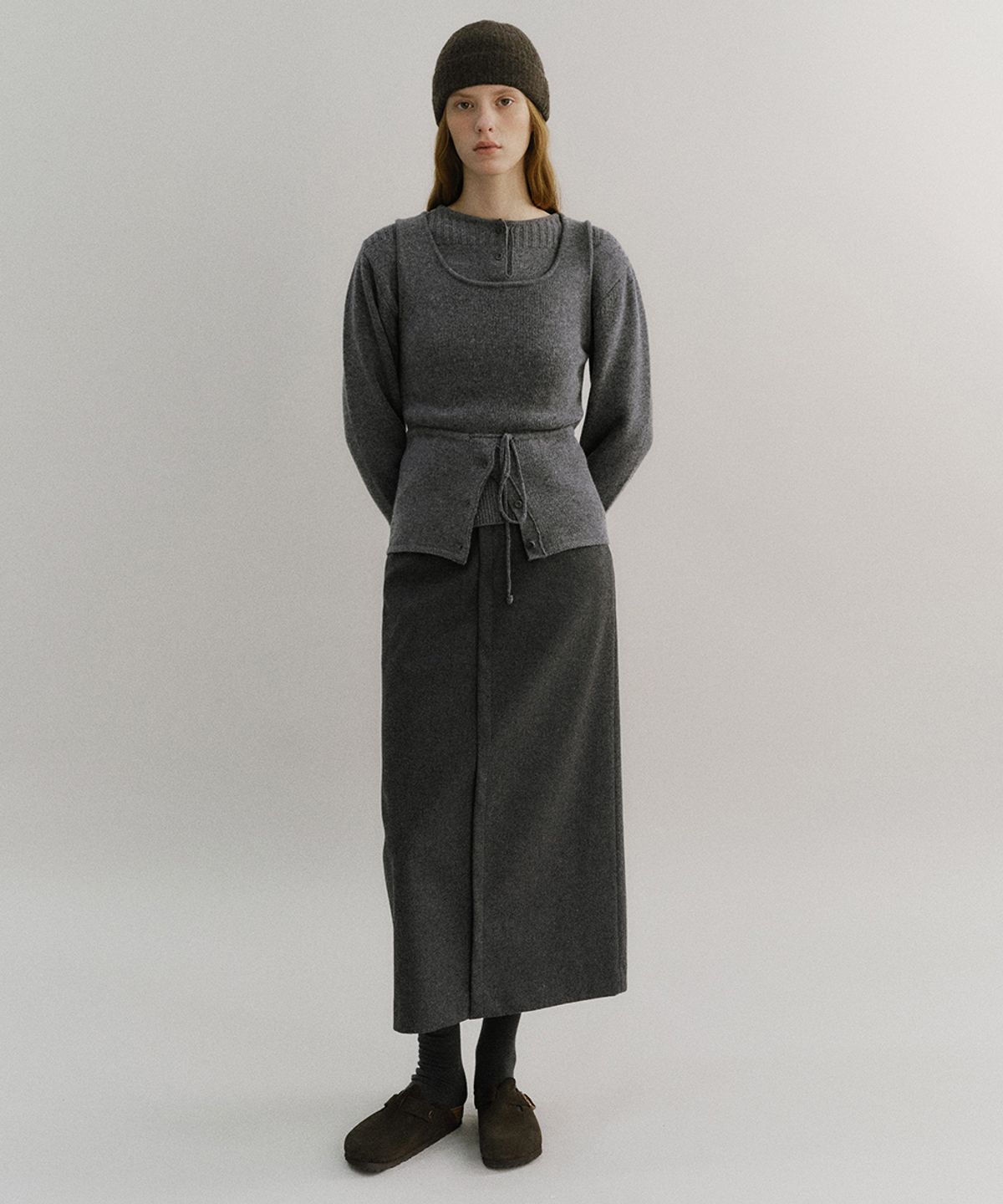 아우브아워(AUBOUR) lip pencil skirt winter ver. (grey)