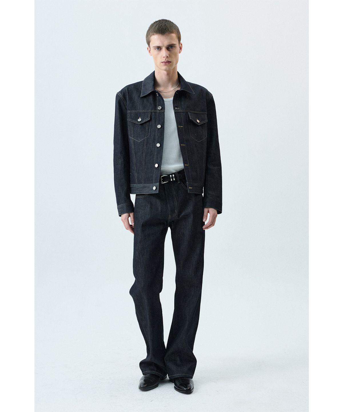 세비지(SAVAGE) Denim Trucker Jacket -Dark Blue