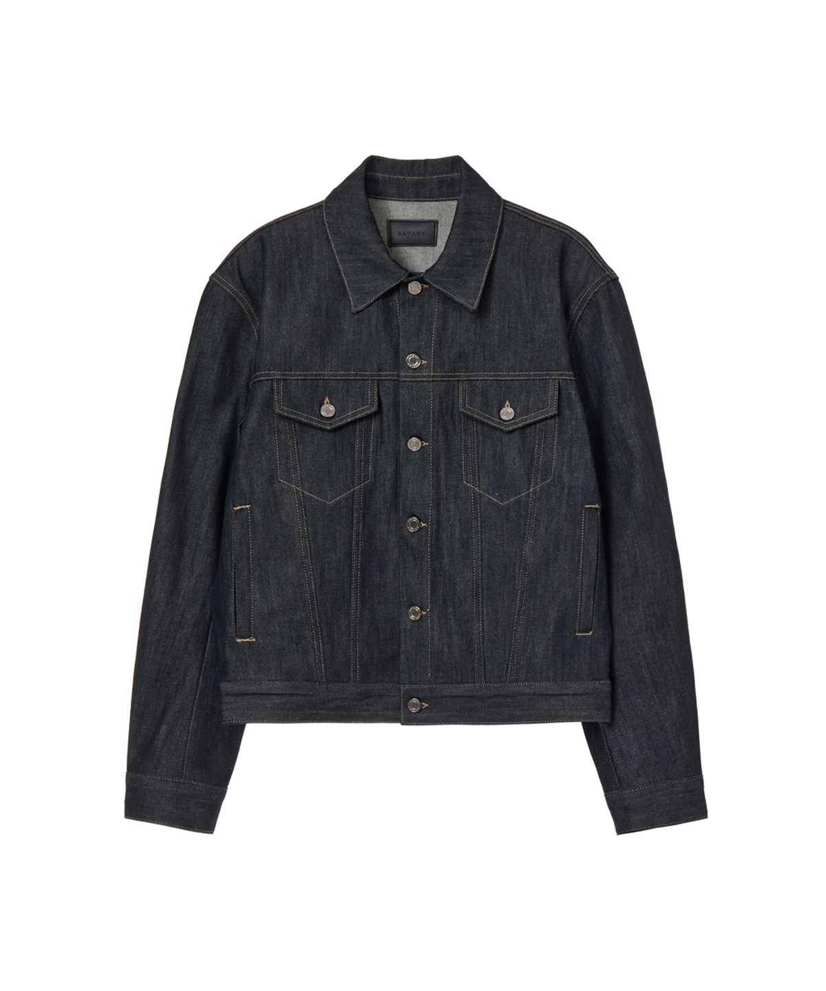 세비지(SAVAGE) Denim Trucker Jacket -Dark Blue
