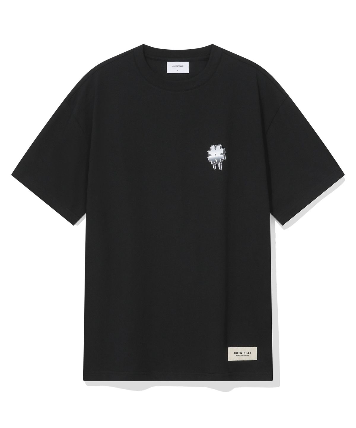 빈트릴(BEENTRILL) 메탈 크롬 드리피 오버핏 반팔티(블랙)