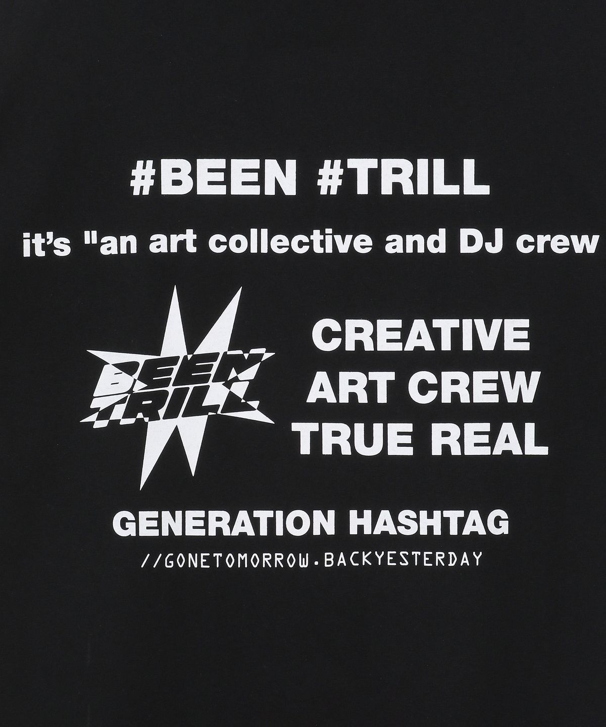 빈트릴(BEENTRILL) 시그니처 슬로건 그래픽 백 프린트 오버핏 반팔티(블랙)