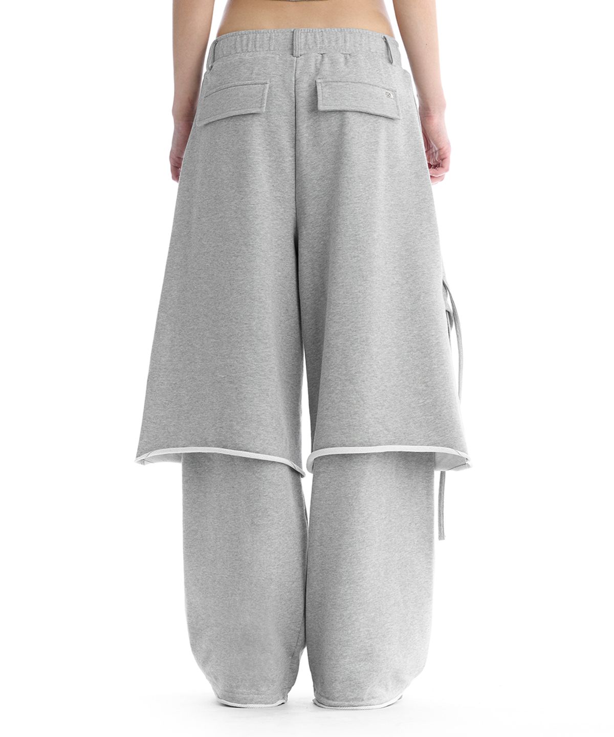 트리밍버드(TREEMINGBIRD) TMB Layered Strap Sweat Pants [ Melange Gray ]