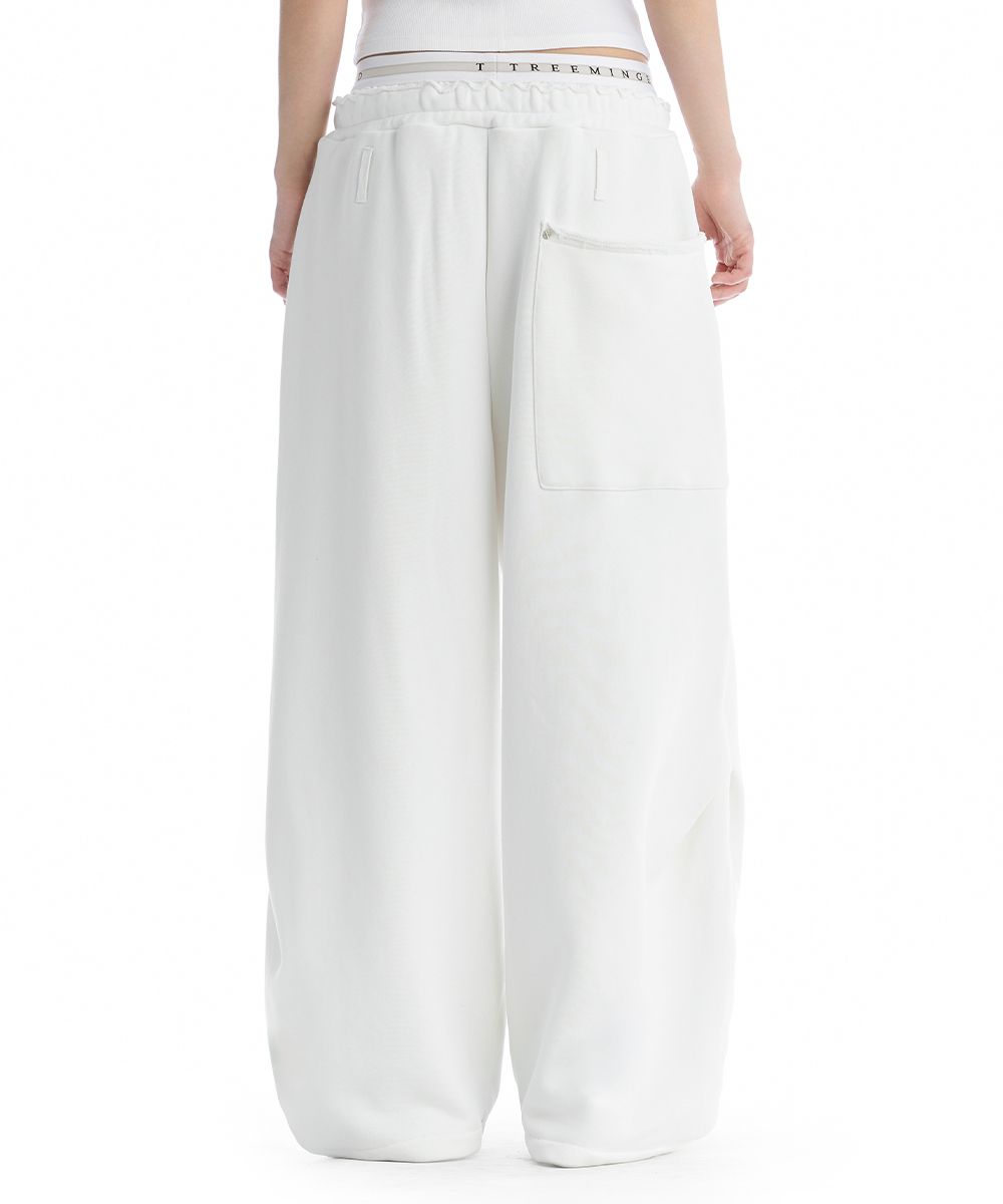 MUSINSA公式 | TREEMINGBIRD Double Waist Sagging Sweat Pants [ White ]