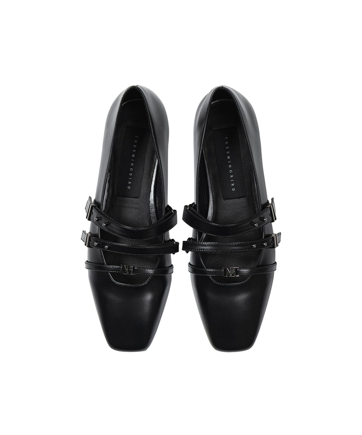 트리밍버드(TREEMINGBIRD) Triple-Strap Minimal Flats [ Black ]