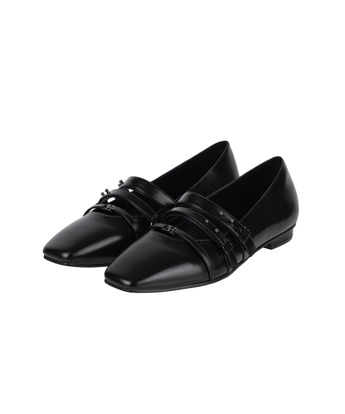 트리밍버드(TREEMINGBIRD) Triple-Strap Minimal Flats [ Black ]
