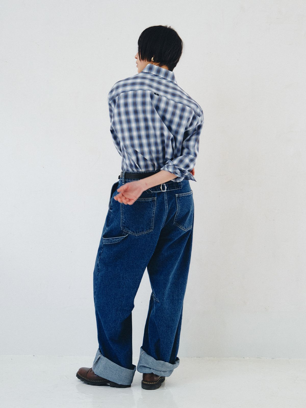 플리즈프로젝트(PLZPROJECT) SIDE-OPEN CHECK SHIRT, BLUE