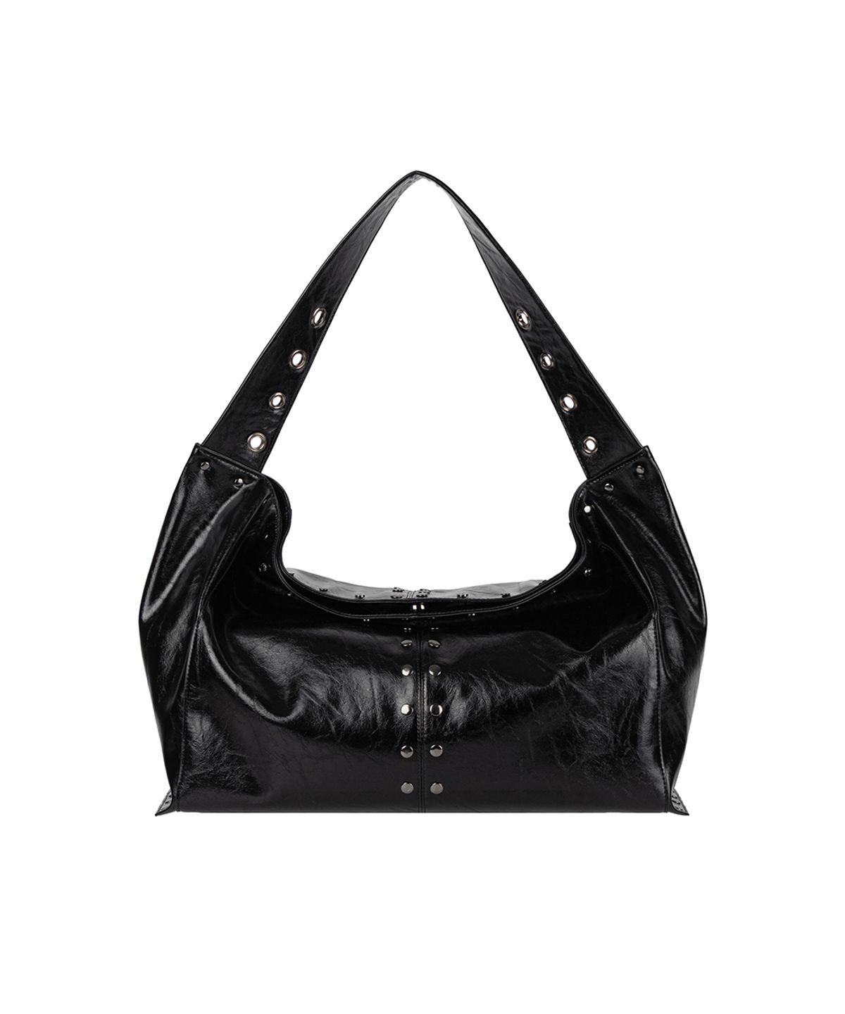 트리밍버드(TREEMINGBIRD) Soft Studded Big Shoulder Bag [ Black ]