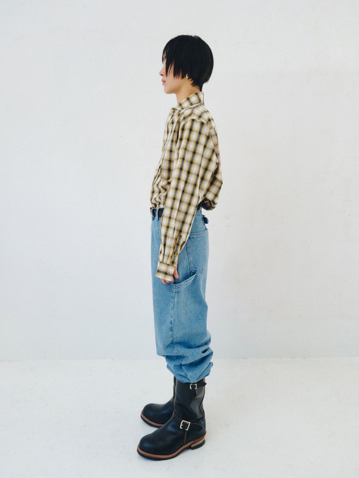 플리즈프로젝트(PLZPROJECT) SIDE-OPEN CHECK SHIRT, YELLOW