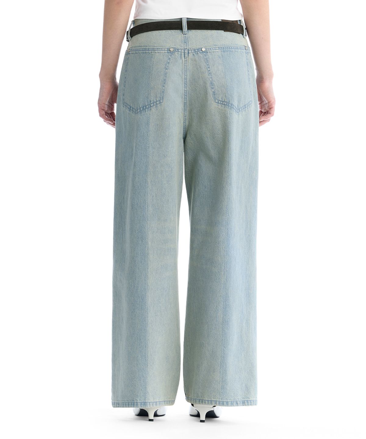 트리밍버드(TREEMINGBIRD) Tonal Wide Denim Pants [ Light Blue ]