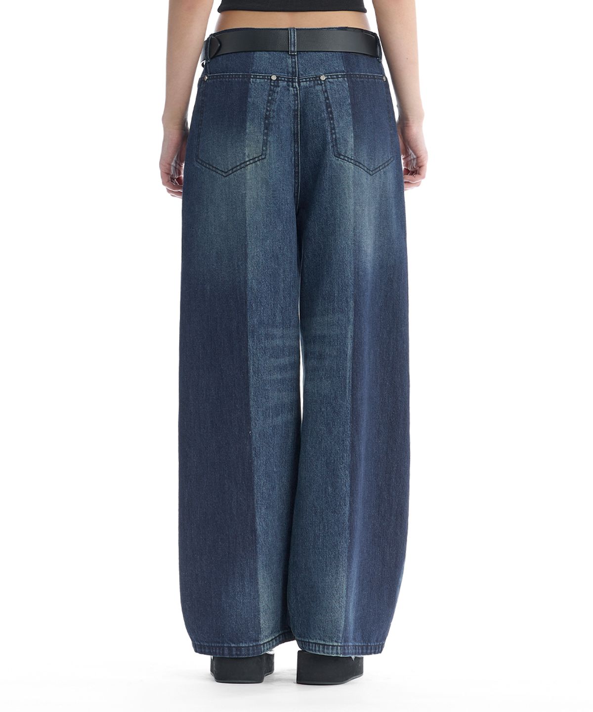 트리밍버드(TREEMINGBIRD) Tonal Wide Denim Pants [ Blue ]