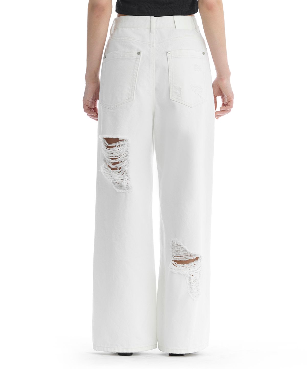 트리밍버드(TREEMINGBIRD) Scratch Damage Cotton Twill Pants [ White ]