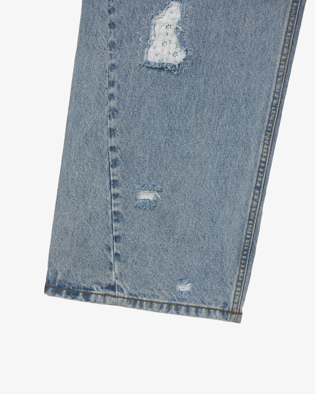 에이이에이이(AEAE) FLOWER PATCHWORK DENIM PANTS [LIGHT BLUE]