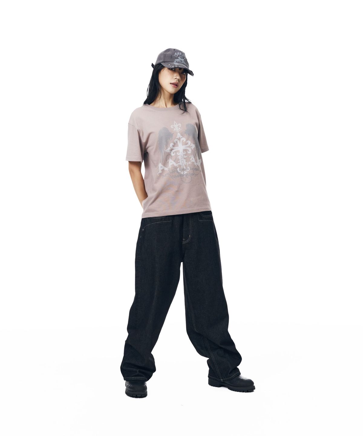 아캄(AAKAM) Cross Wing Half Top (Beige)