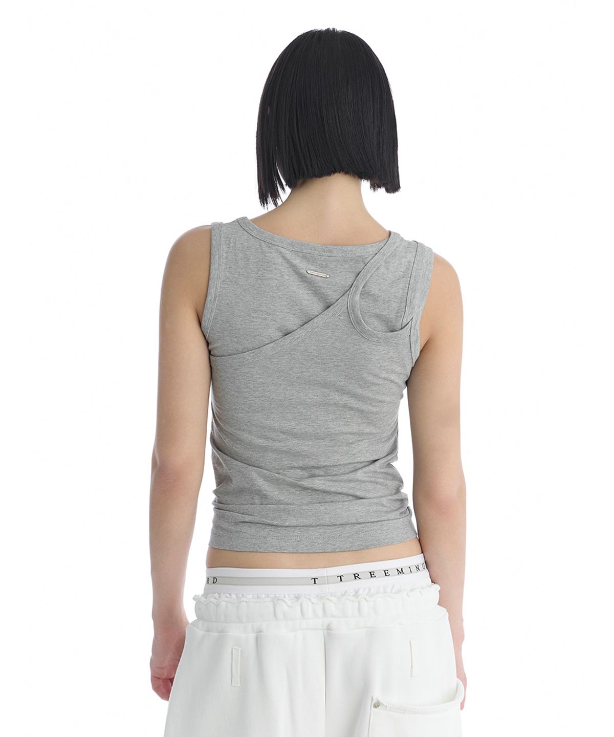 트리밍버드(TREEMINGBIRD) Double Strap Jersey Sleeveless Top [ Melange Gray ]