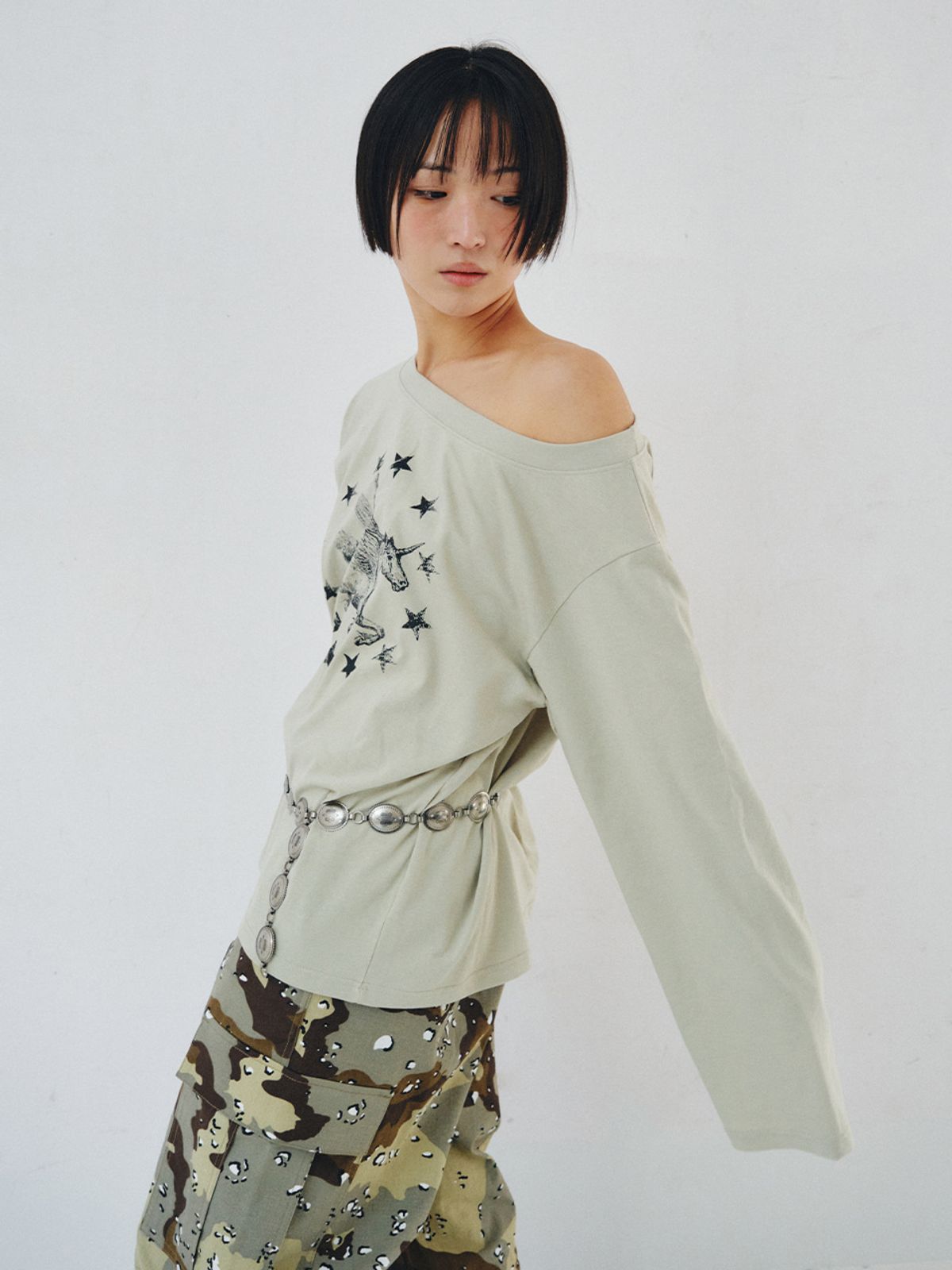 플리즈프로젝트(PLZPROJECT) PEGASUS LONG-SLEEVE T-SHIRT, DUSTY BEIGE