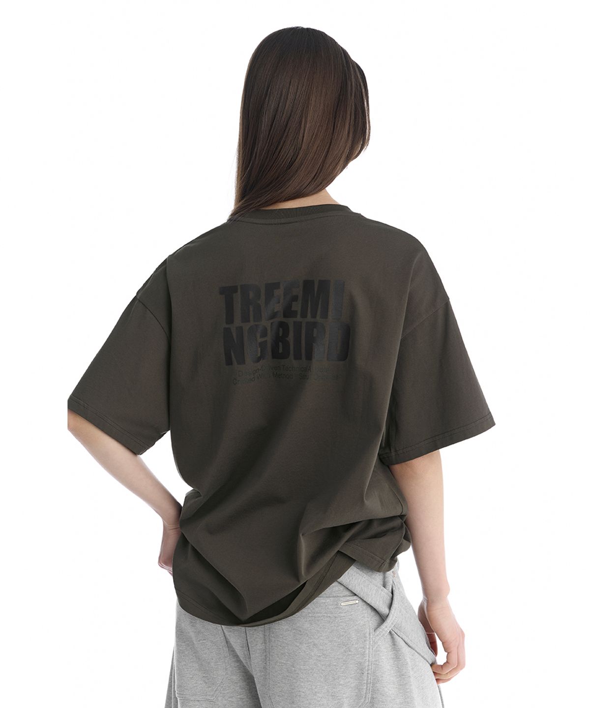트리밍버드(TREEMINGBIRD) Oversized Graphic T-Shirts [ Brown ]