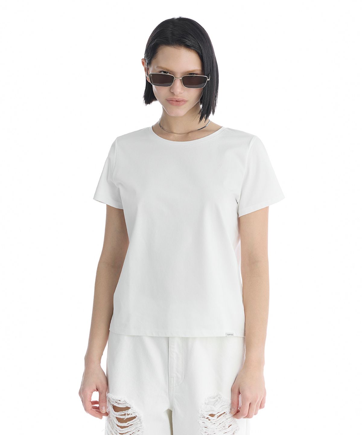 트리밍버드(TREEMINGBIRD) Essential Silky Cotton T-Shirts [ White ]