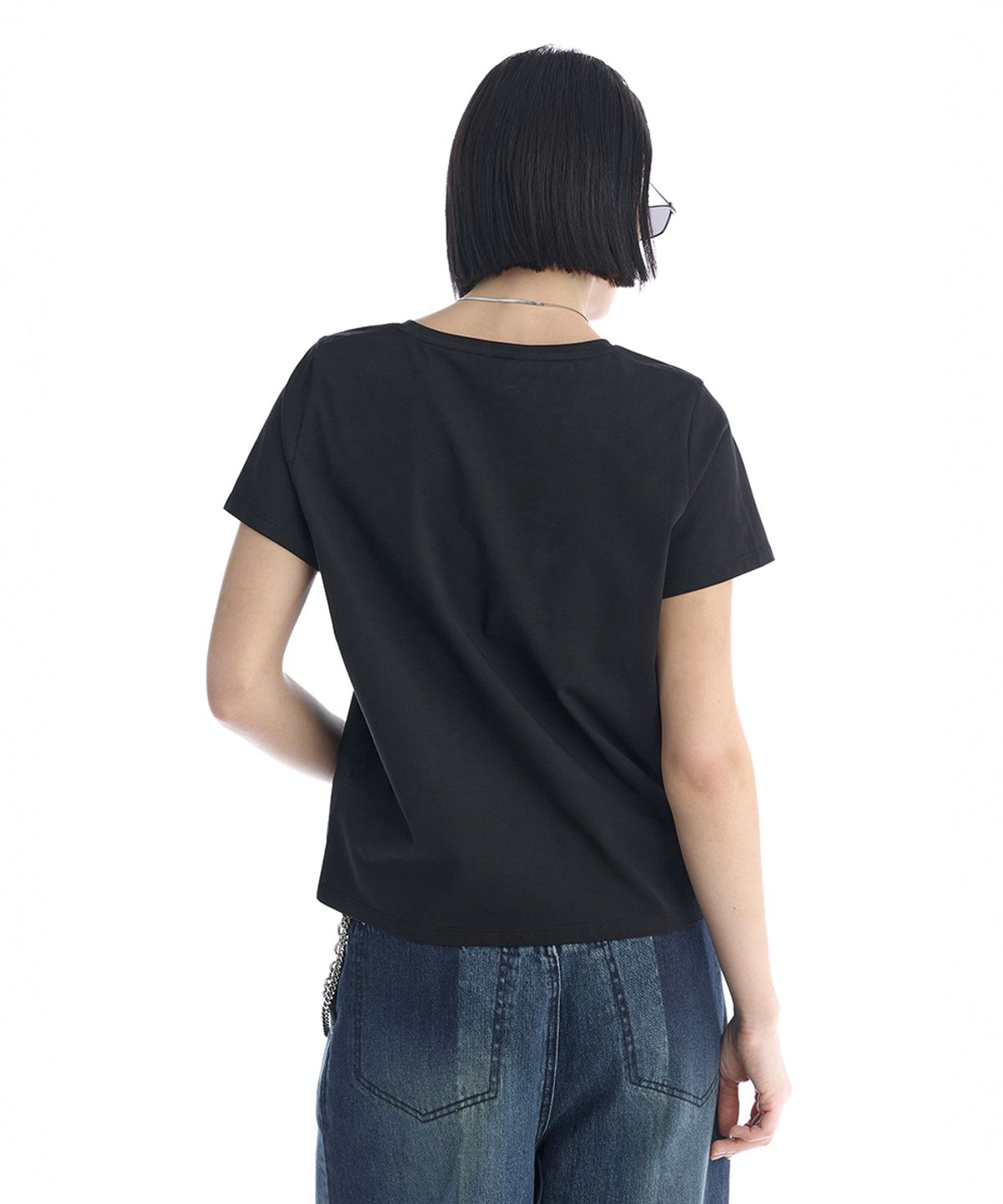 트리밍버드(TREEMINGBIRD) Essential Silky Cotton T-Shirts [ Black ]