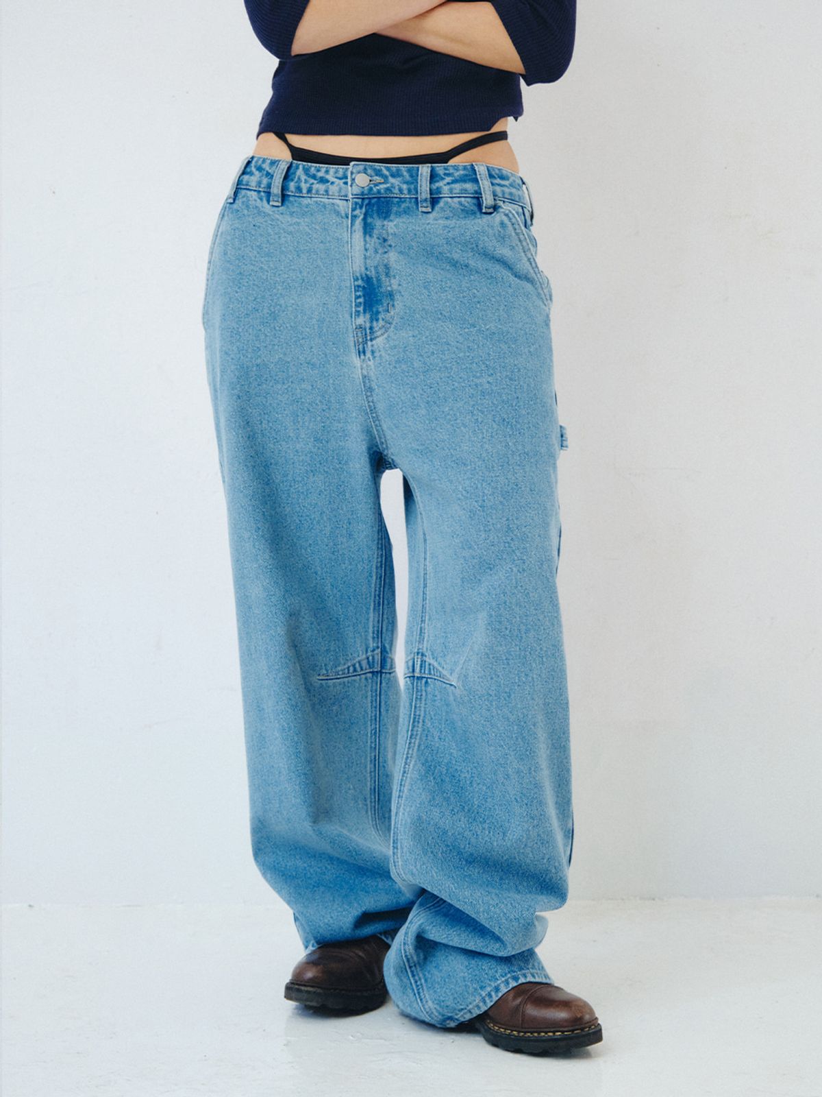 플리즈프로젝트(PLZPROJECT) CINCH-BACK DENIM PANTS, LIGHT BLUE