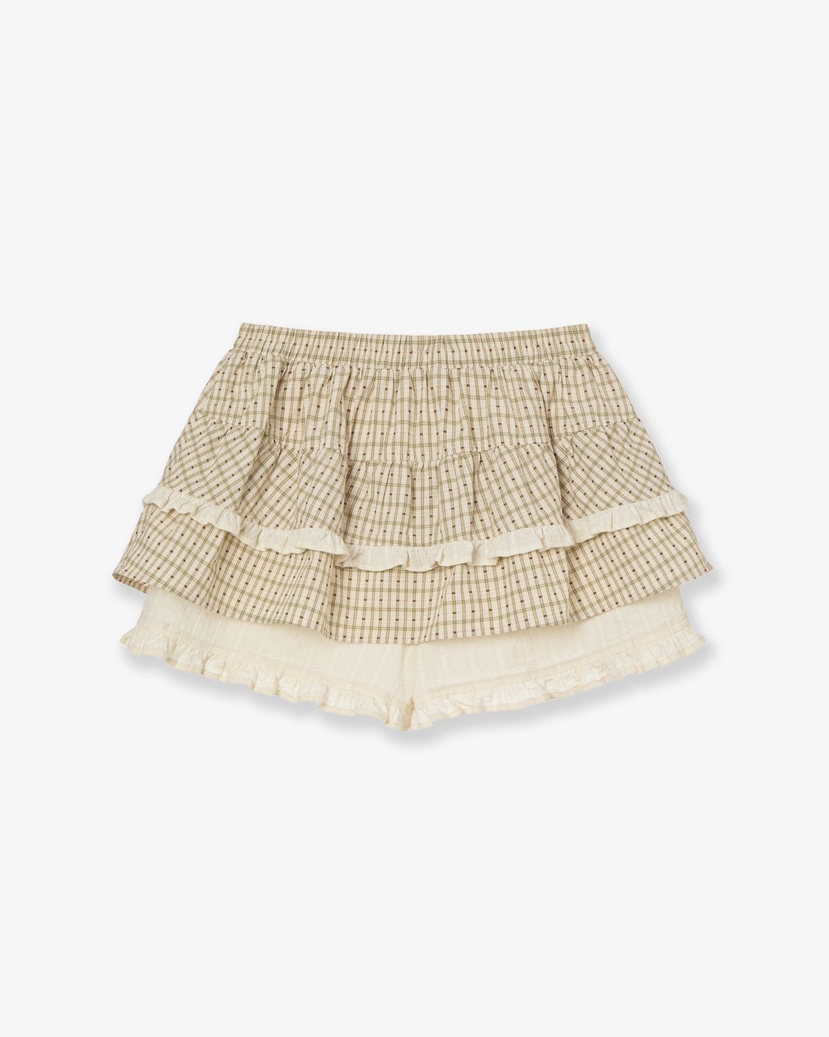 에이이에이이(AEAE) SKIRT MINI SHORTS [CHECK BEIGE]