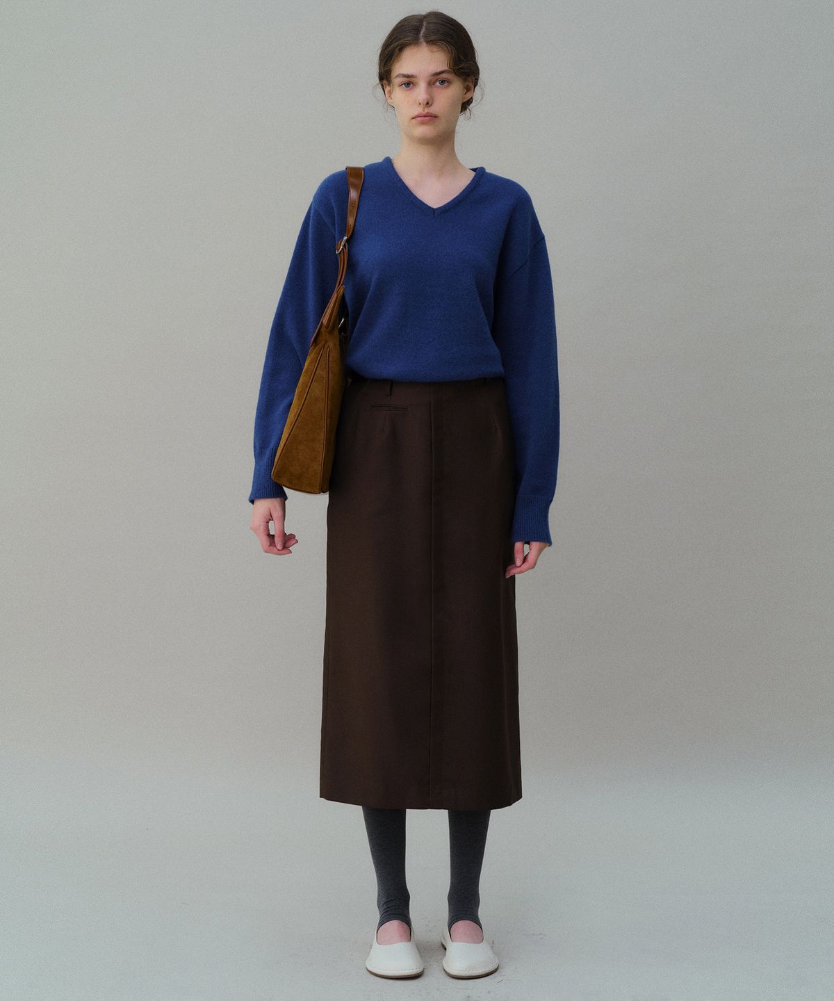 아우브아워(AUBOUR) lip pencil skirt (brown)