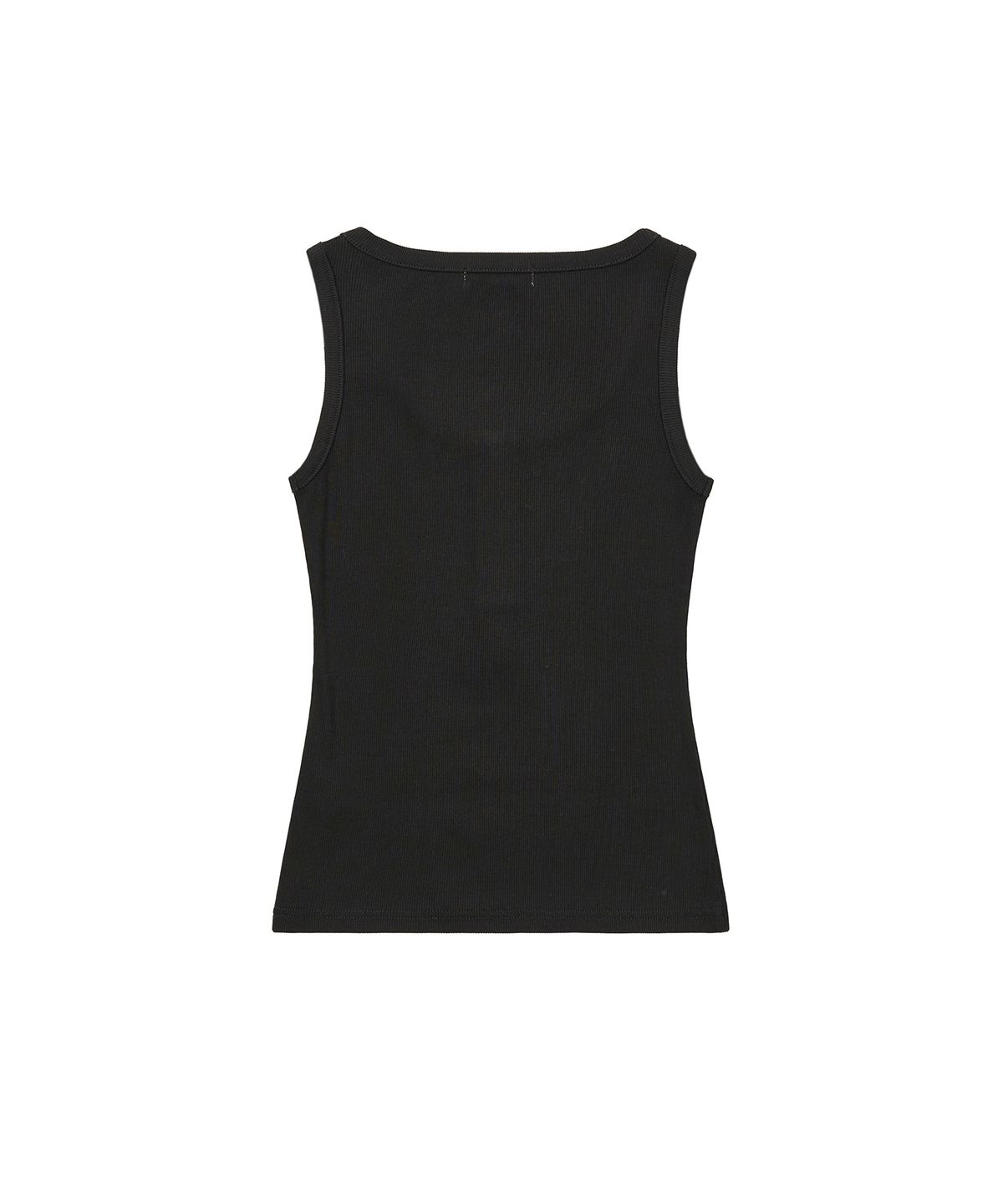 페플리(PEPLEE) Button Henley Neck Sleeveless Top (Black)