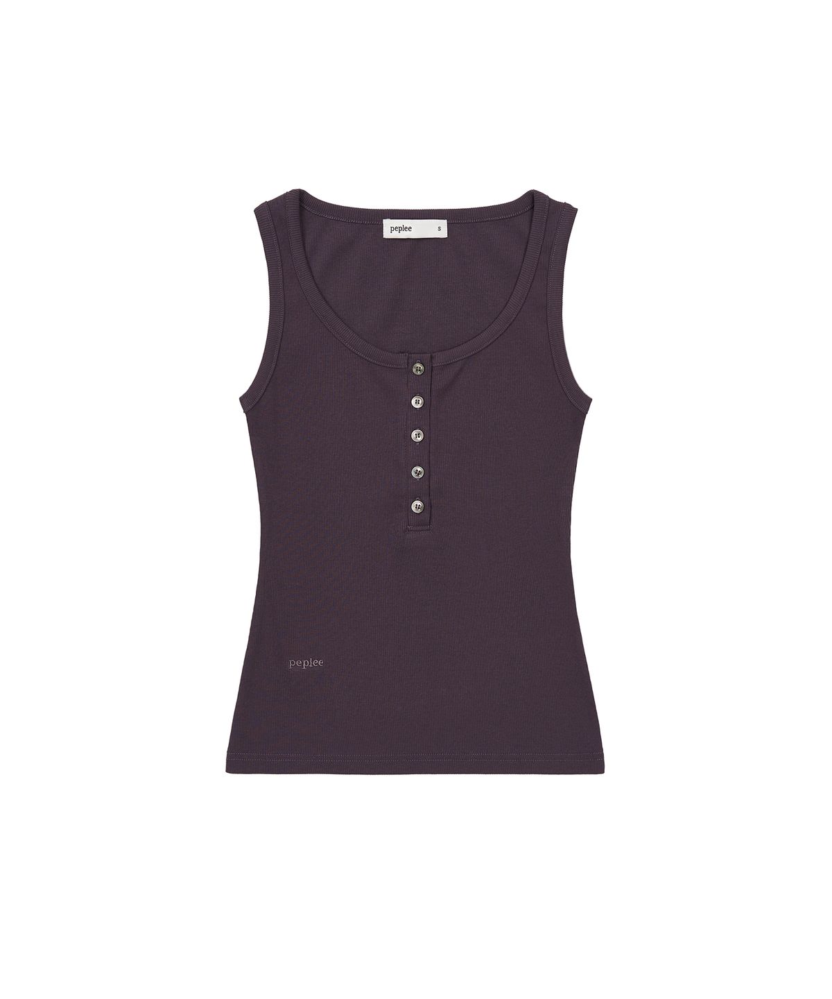 페플리(PEPLEE) Button Henley Neck Sleeveless Top (Purple)