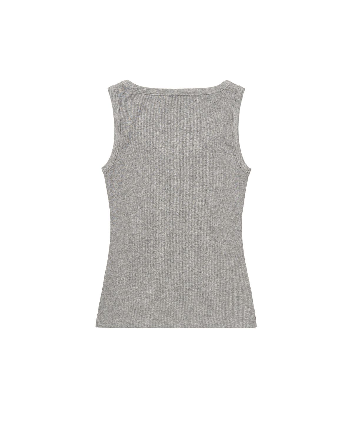 페플리(PEPLEE) Button Henley Neck Sleeveless Top (Grey)