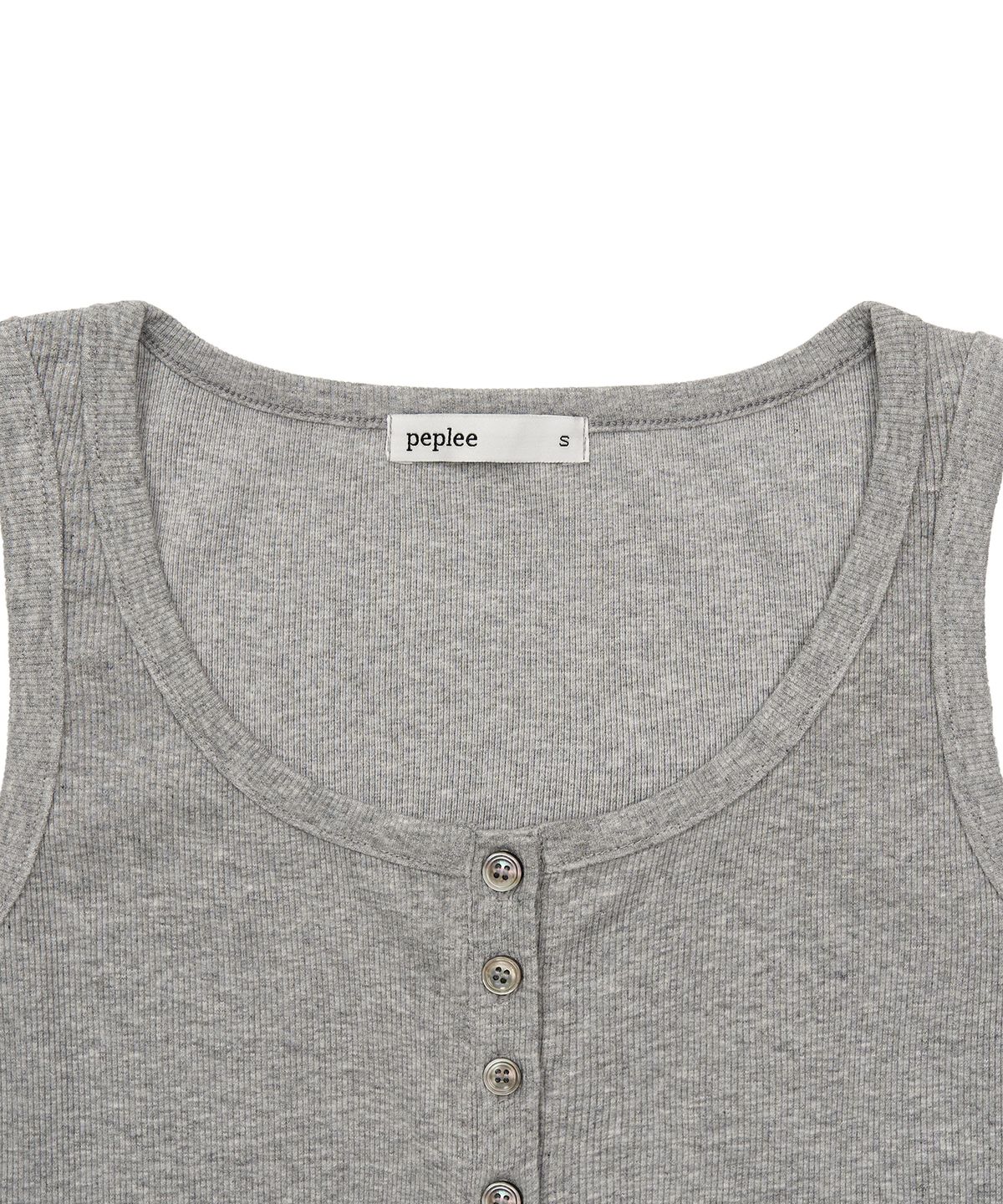 페플리(PEPLEE) Button Henley Neck Sleeveless Top (Grey)