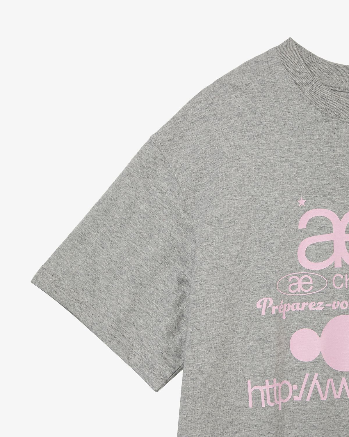 에이이에이이(AEAE) WEB LOGO T-SHIRTS [GREY/PINK]